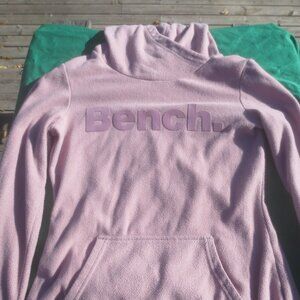 Ladies Pastel Pink Bench Fleece Pullover Hoodie - Size Small.